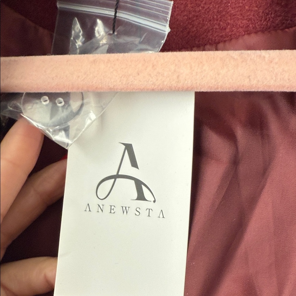 Anwesta Elegant Burgundy Felt Women's Coat Sz 4 NWT - Picture 3 of 12